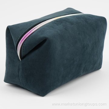 Custom Wholesale Beauty Square Velvet Portable Cosmetic Makeup Bag